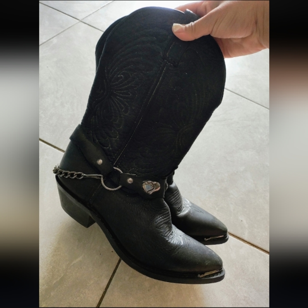 Black Western Cowboy Boots 7.5 - Picture 3 of 9